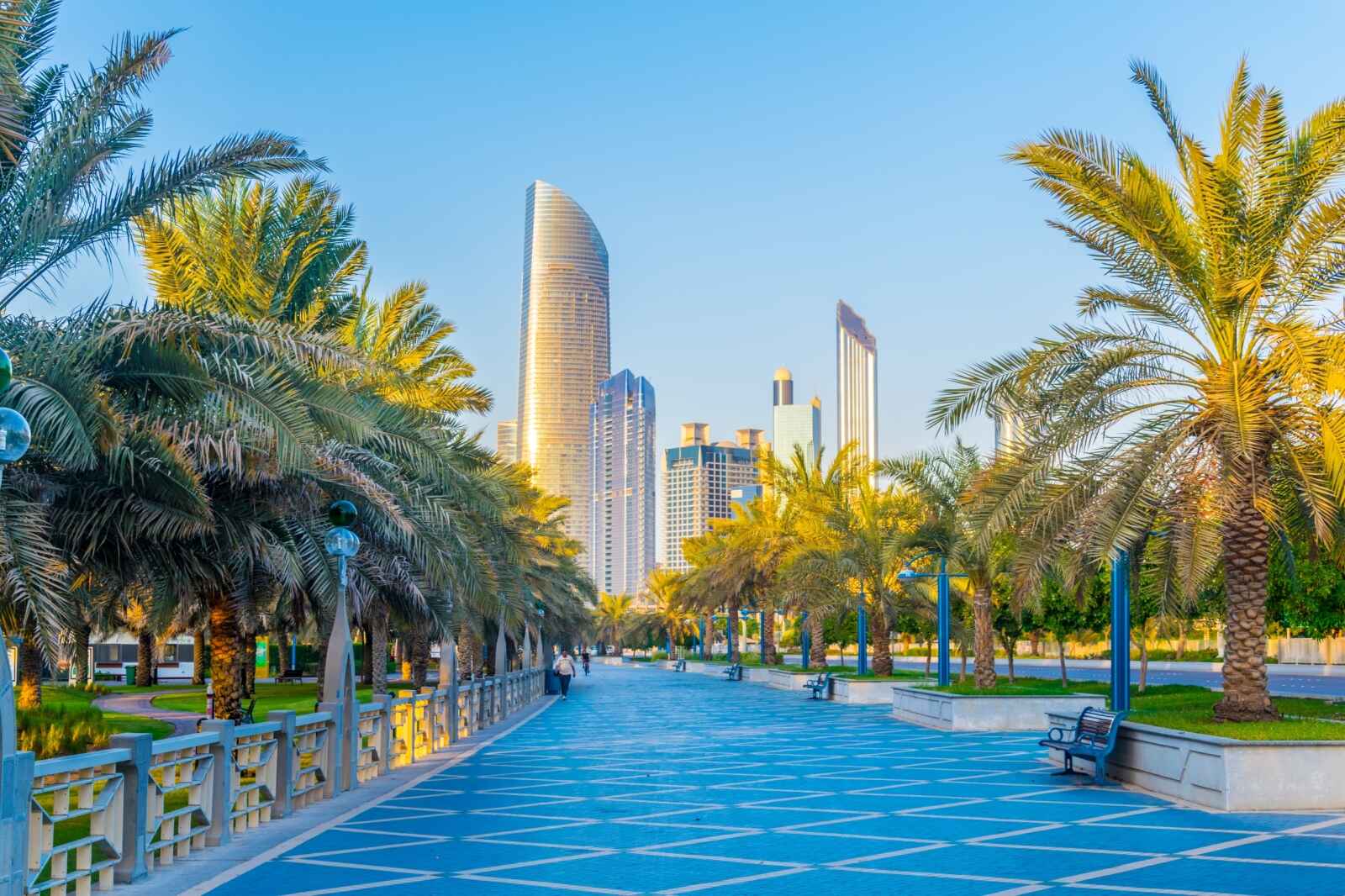 Vue de la corniche, Promenade à Abu Dhabi, Emirats Arabes Unis